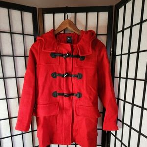 Girls Red Wool toggle coat